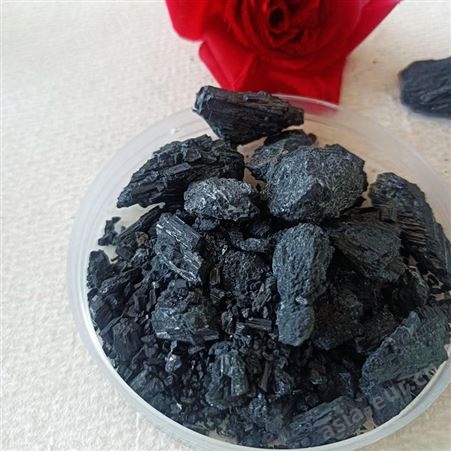 黑色纤维软电气石原矿石 高纯度托玛琳颗粒块儿